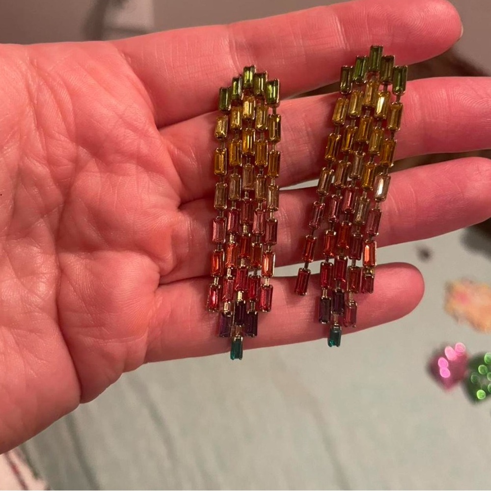 Zara Multicolor Rectangular Earrings - image 2